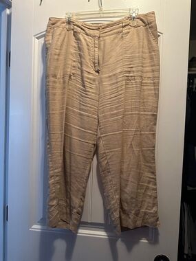 Westbound Women’s Tan Linen Lightweight Cropped Pants